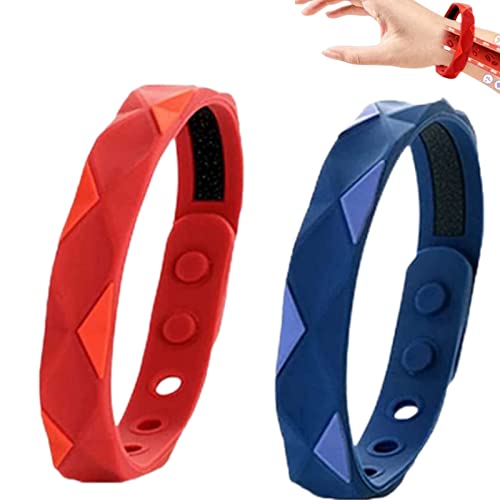 Healthify Sugar Regulator Armreif Healthify Negative Ionen Silikagel Sportarmband Cawik Armband Magnettherapie Armband 6 Löcher Anpassung für Männer Frauen (Blau + Rot)