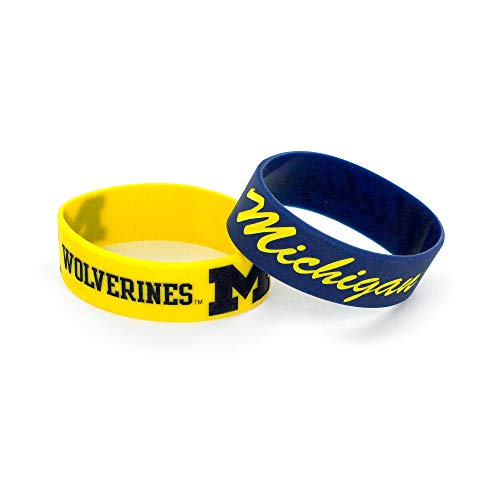 Aminco Uni-Erwachsene Silicone Rubber Bracelet Wristbands, 2-Pack Silikon-Gummi-Armbänder, 2 Stück, Teamfarben, Michigan Wolverines