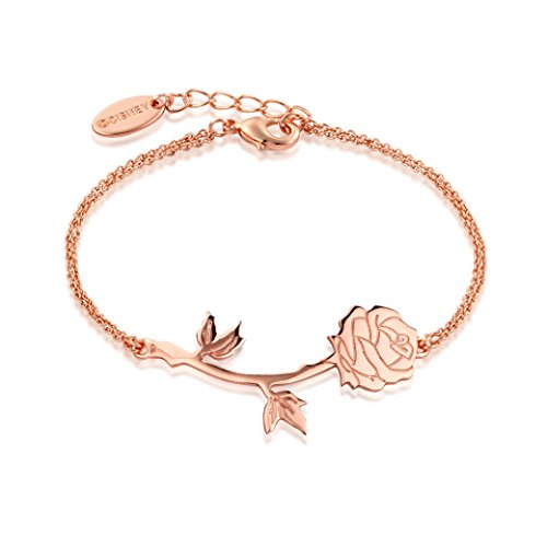 Armband mit Rosen-Anhänger von Disney Couture, Die Schöne und das Biest, mit Rotgold vergoldet