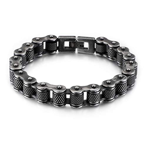 ZHHAOXINJE Minimalist Titan Stahl Armband, Herren Fahrradkette Armbänder, Handgelenk poliert Panzerkette Kettenarmband Biker für Männer Damen, Black
