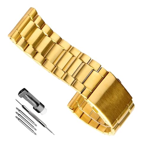 honyeuk Edelstahlarmband Herrenarmband für Diesel DZ7333 DZ4344 Massives Metalluhrenarmband(Golden ,22mm)