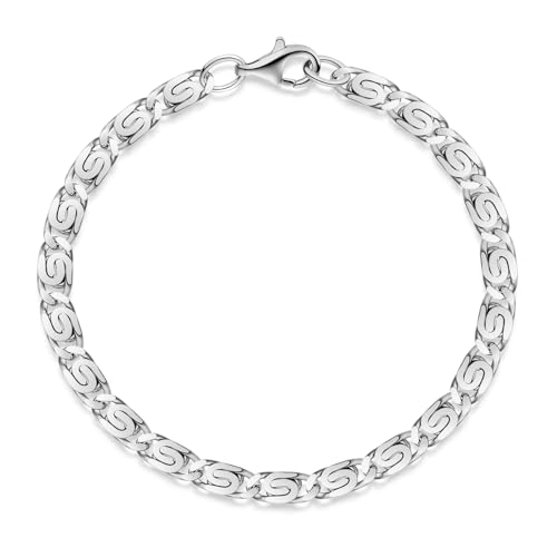 MATERIA S-Panzerkette Herren Armband Silber 925 - Männer Armkette 5mm rhodiniert diamantiert Herrenschmuck in Box SA-126-22cm