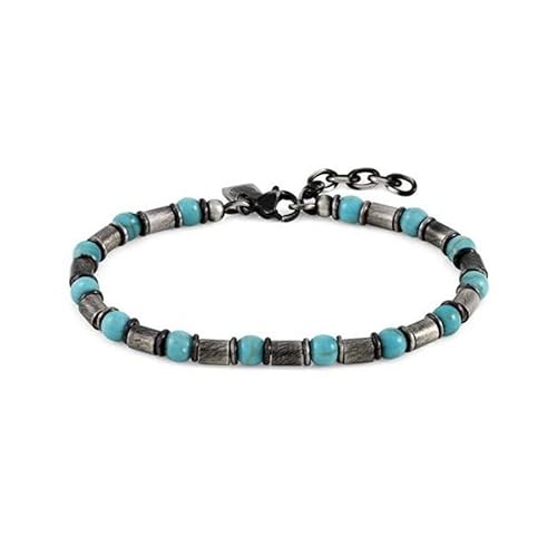 Nomination Men's Burnished Steel Bracelet with Turquoise Spheres Instinct Stone 027921/033