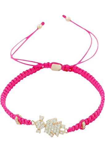 Vanessa's Joy Damen Armband 925er Silber Makramee 'It´s a Girl' pink lila Freundschaftsarmband zierlich und verstellbar