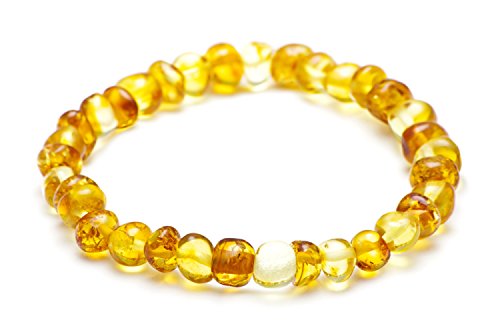 ilikeamber.com Armband, Damen, Herren, Bernsteinarmband, Barocke Perlen, Zitrone, aus echtem Bernstein