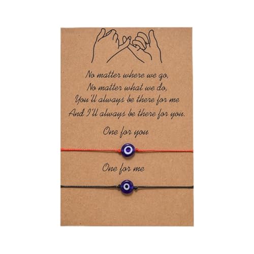 WEITING 2 Stück/Set Charm Paar Freundschaftsarmband Liebe Herz Gänseblümchen Vulkanstein Perlen Armreifen Armband für Damen Herren Glückswunsch Schmuck - Blaues Auge Anhänger