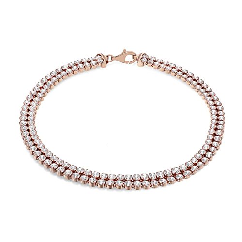 Tuscany Silver Damen-Armband 925 Silber teilvergoldet Zirkonia weiß Rundschliff 19 cm - 8.29.5882