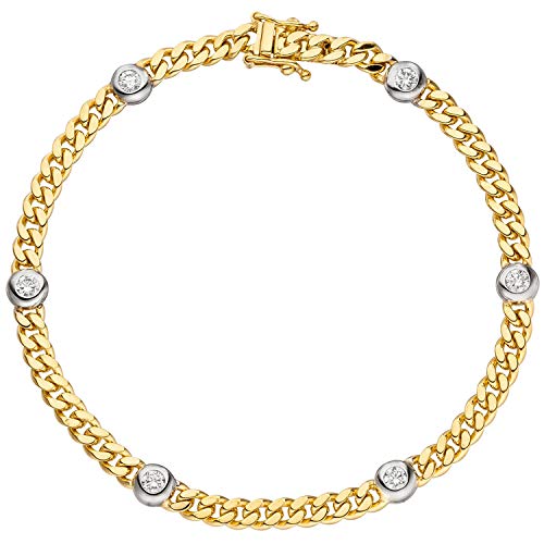 Goldarmband Armband Armkette mit 6 Diamanten Brillanten 585 Gelbgold 19cm
