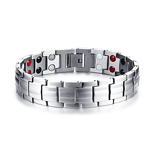 MenYiYDS Magnetisches Armband für Herren, Titan Stahl Magnetarmband Titanarmband für Männer, magnetisches Schmuckzubehör Edelstahlarmband (Silber)