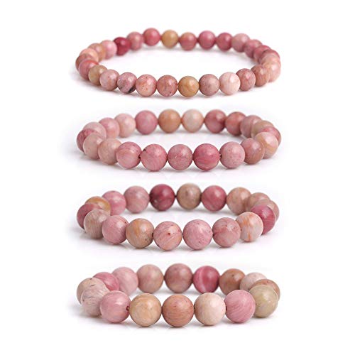 shgbeads Armbänder natur Edelstein Rosa Rhodochrosit Geburtsstein handgefertigt Heilkraft Perlen Elastic Stretch 6 mm 17,8 cm
