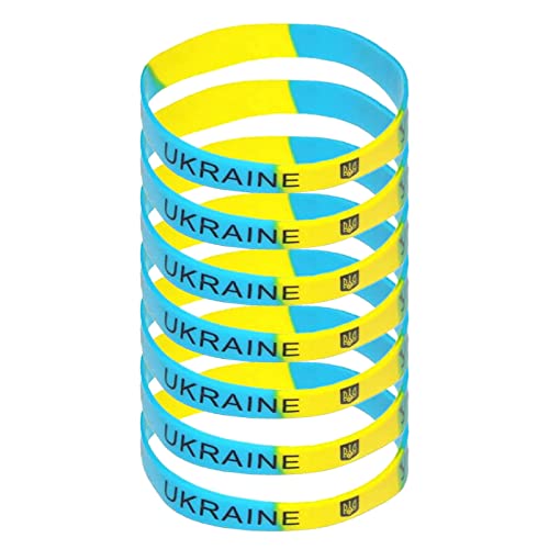 Berrysun Armband Ukraine Geschenke Ukrainisches Armband Gummi -Souvenirs Flagge Unisex Lüfter Armband Glas Armreifen Damenschmuck (Color : E, Size : One Size)