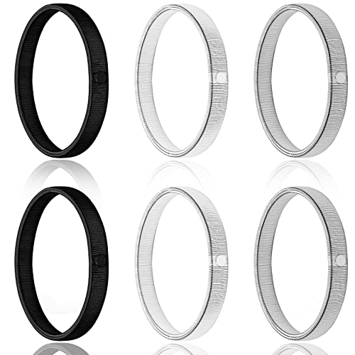 Pinsheng 3 Paar Ärmelhalter, Anti Rutsch Hemd Hülsenhalter, Stretch Metallarmbänder für Männer Frauen zum Fixieren von Langen Ärmeln (Schwarz, Silber, Weißes Gold)