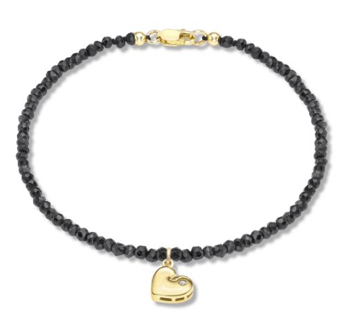 Tuscany Unisex-Armband schwarz spinell Herz 9 Karat 375 Gelbgold 1.28.679G