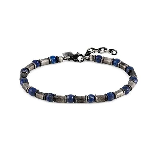 Nomination Man Burnished Steel Bracelet with Sodalite Spheres Instinct Stone 027921/034