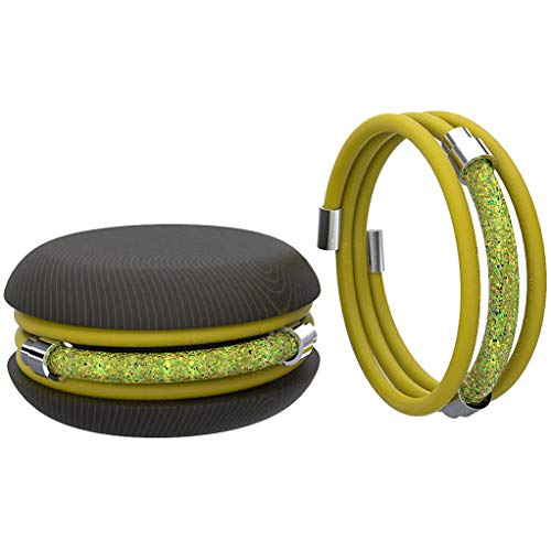 TOO LATE Macaron Damenarmband aus Gummi mit Strasssteinpflaster (Gelb)