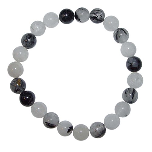 Turmalin Quarz Armband 8 mm Ø Kugel Edelsteinarmband Quarz mit Turmalin Stäben.(4231)