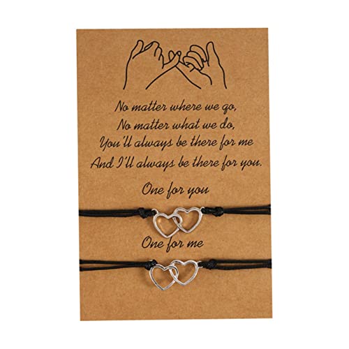 WEITING 2 teile/satz Charme Paar Freundschaft Armband Liebe Herz Gänseblümchen Vulkanstein Perle Armreifen Armband Für Frauen Männer Glück Wunsch Schmuck-Doppel Herz