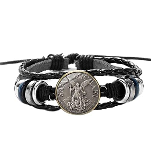 CHUNNUAN Legend Archangel St. Michael Lederarmband St. Michael Protect Us Saint Shield Protection Justice Charm Armband Amulett Stil 1