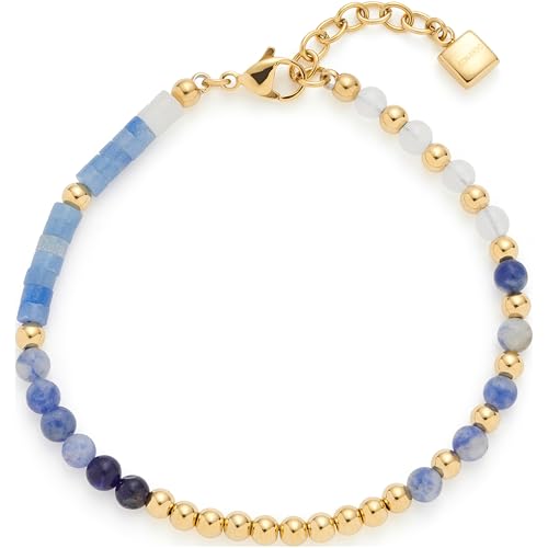 JEWELS BY LEONARDO Armband Belinda • Arm-Kette aus goldfarbenem Edelstahl • Filigrane Natursteine in Blau- und Weißtönen • 19-22 cm Länge • Schmuck Geschenk für Frauen • 024571