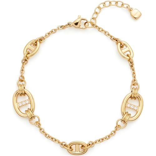 JEWELS BY LEONARDO Armband Herma, Arm-Schmuck aus goldfarbenem Edelstahl, Schiffsanker-Kettengliede r mit eingesetzten zirkonia Steinchen, 18-23 cm Länge, Schmuck Damen, 024297