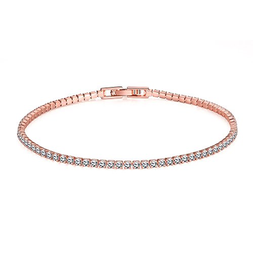 Hanessa Schmuck Arm-Band Arm-Kette goldener Damen-Schmuck Rosè-Gold Vergoldet in Gold mit Strass-Steine Geschenk für die Ehe-Frau/Freundin/Frauen