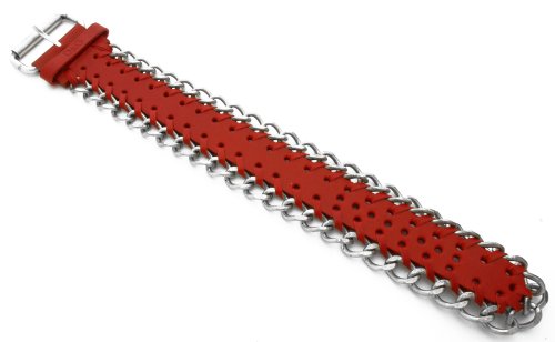  & Jewels D&G Rough EXT RED Leather Straps GROUMETTE Chain SS DJ0748 Unisex