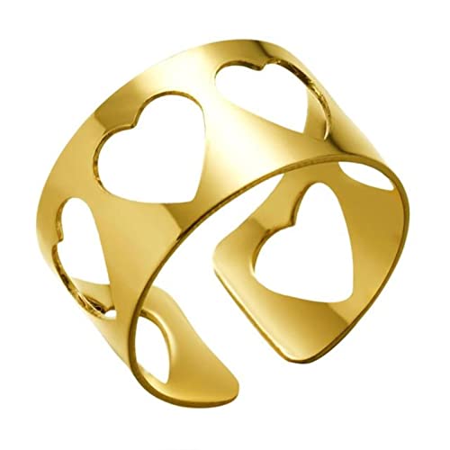 WEITING Fashion Gold Farbe Silber Farbe Öffnungsring für Damen Herren Lagre Breiter Ring Hip Hop Punk Fingerringe Einfacher Boho Schmuck Größenverstellbar 14I3AJ023-1