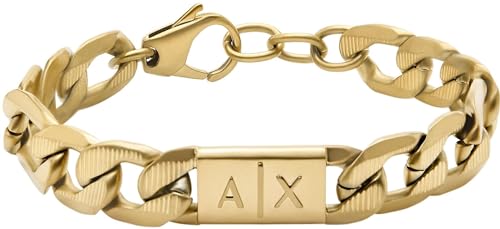 Armani Exchange Armband Für Männer, Länge: 190mm+35mm, Breite: 18mm, Höhe: 11.5mm Gold-Edelstahl-Armband, AXG0078710