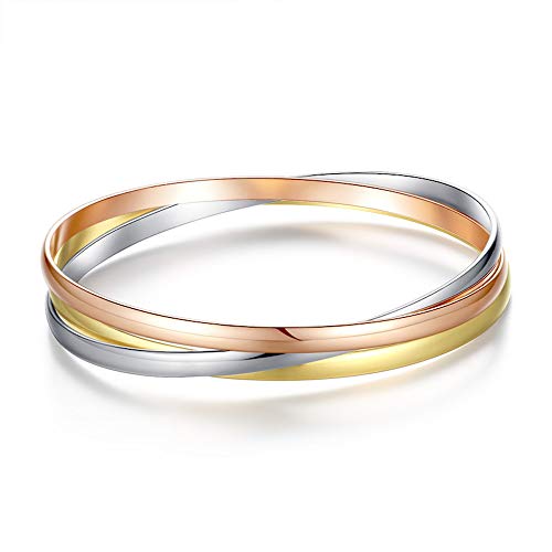 Kim Johanson Damen Armreif *Olympia* aus Edelstahl mit 3 geschlossenen Ringen Roségold/Gold/Silber Armband inkl. Schmuckbeutel