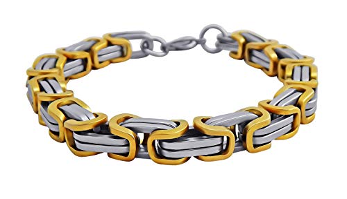 Hanessa Edles Edelstahl Herren Armband Glieder in Gold/Silber Schmuck Vergoldet Geschenk zu Weihnachten für den Freund/Mann
