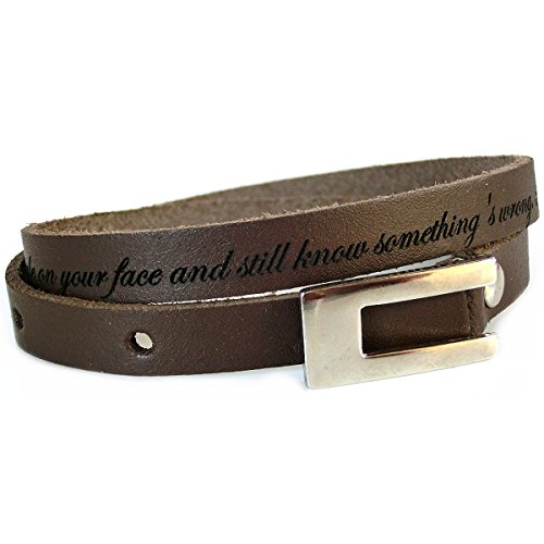 area17 Gravur Lederarmband - 50 cm mit Koppelschließe braun - mit Wunsch Gravur