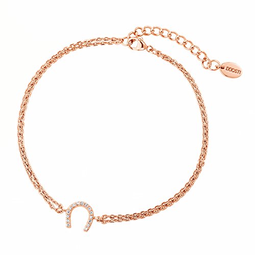 DOOSTI Damen Armband Hufeisen 925 Silber Rosegold vergoldet
