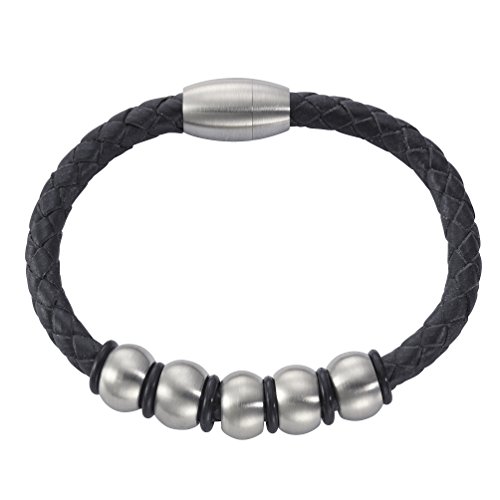 Zeeme Stainless Steel Damen Armband Edelstahl 21cm Gebürstet schwarz 389060064-1-21