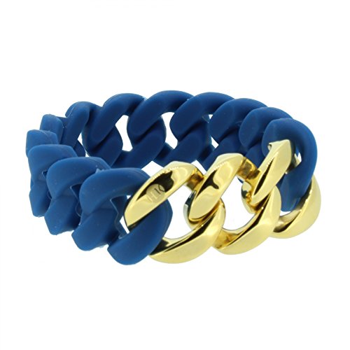 Hanse-Klunker Armband Damen ORIGINAL Silikon Petrol, Edelstahl Gold Armreif Armkette Frauen Mädchen Größe 19-20 cm inkl. Schmuck-Geschenk-Box