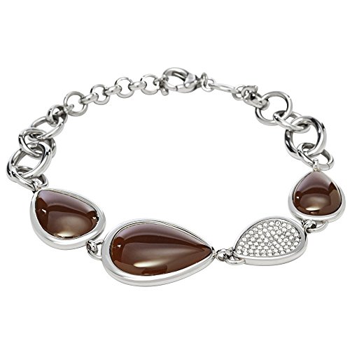 Fossil Damen-Armband Edelstahl Glas weiß 22 cm - JF01424040