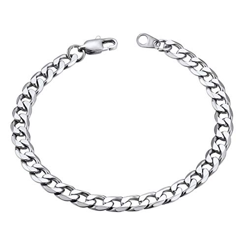 ChainsHouse Silber Herren Armband 6MM breit 21cm lang Armskette mit Geschenkebox und Schmuckstück für Kinder und Jugendlichen