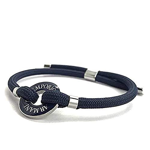 Emporio Armani Armband Für Männer, Innenlänge: 185+/-10 mm; Größe Metallring: 19X19X2 mm Blaues Nylonarmband, EGS2606040
