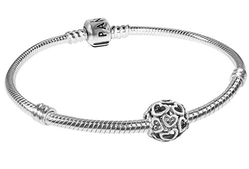 Pandora Starter-Armband für Damen Hearty Silber zauberhafter Silberschmuck, elegante Geschenkidee für modische Frauen 79244-19 19 cm