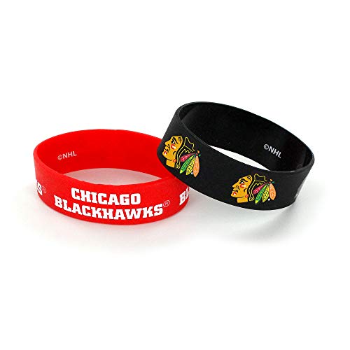 NHL Chicago Blackhawks Damen Breit Silikon Armband (2 Pack), rot