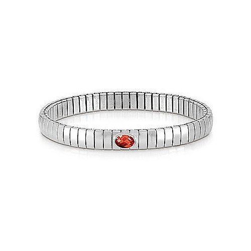 Nomination Armband NN F, XTE SS Silver 925, A Faceted Stone Bracelet (Rot) - (0,11 g) 043460/005 Marke, Einheitsgröße, Metall, Kein Edelstein