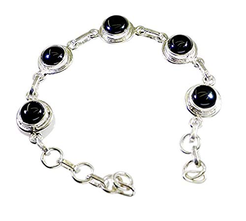 riyo schwarzem Onyx Coole Schmuck Silber Freundschaftsarmband, l 7.5in sbrabon-6016
