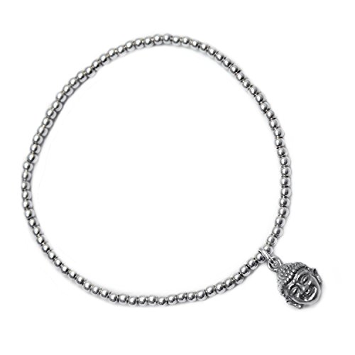 Beau Soleil Jewelry 925 Sterling Silber Armband Stretch Armband mit Anhänger Buddha Symbolschmuck (19)