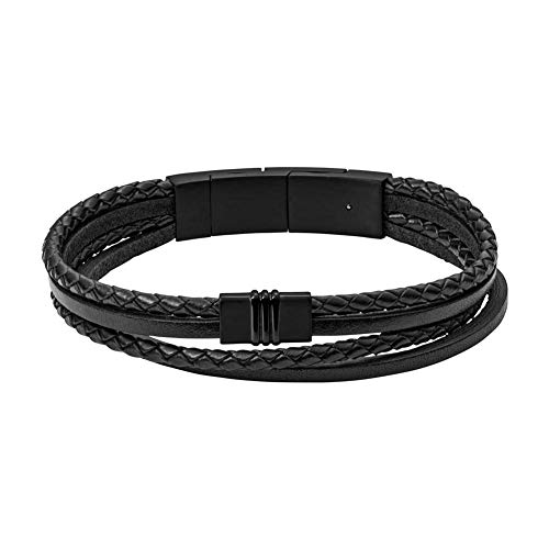 Fossil Armband Für Männer Vintage Casual, Innenlänge: 175mm - 190mm Schwarz Edelstahlarmband, JF03098001