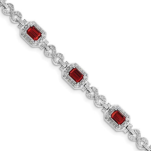 Sterling Silber Diamant Und Granat JewelryWeb Armband