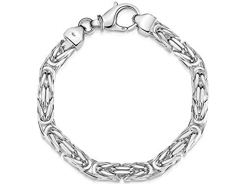 Silberkettenstore Königskette aus echtem 925 Sterling Silber in 23 cm Länge I vierkant Herren-Armband in 8 mm Stärke I stabiles Silber Armband Männer I mit Karabinerverschluss