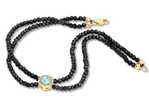 Tuscany Unisex Armband schwarz spinell Blau Topas 9 Karat 375 Gelbgold 1.28.687G