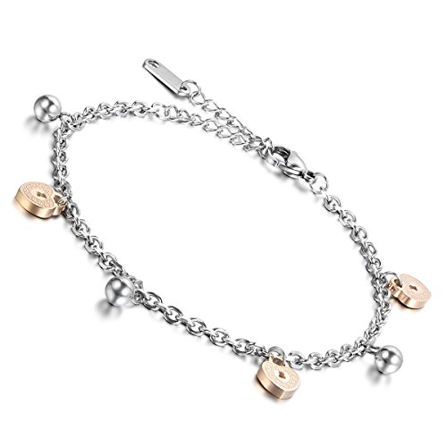 OIDEA Damen Armband Herz Edelstahl: Armkette Fußkette Liebe Glöckchen Armreif Fußkettchen Handgelenk Armschmuck Geschenk für Frauen Mädchen Geburtstag Frauentag Muttertag Rosegold