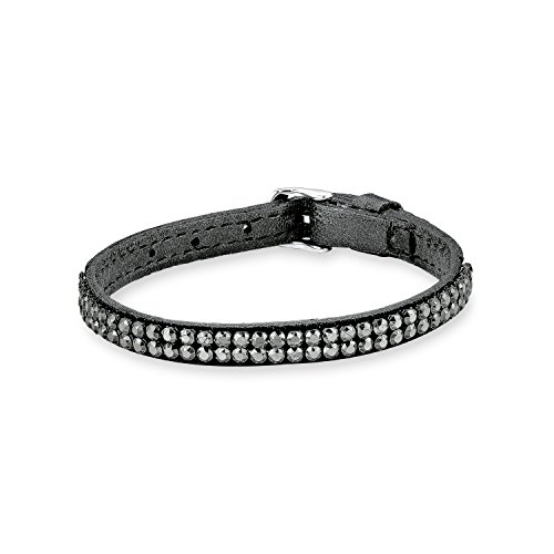 s. Oliver Damen-Armband Lederarmband Swarovski Elements Edelstahl Kristall grau Rundschliff 21 cm - 544740