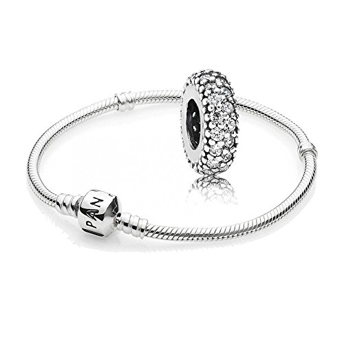 Pandora Original Geschenkset - 1 Silber Armband 590702HV-20 + 1 Silber Zwischenelement 791359CZ Pavé-Inspiration