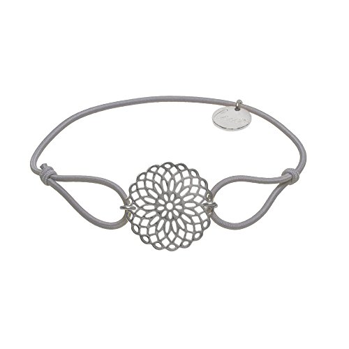 lua accessories - Armband Damen - Elastikband - größenverstellbar - hochwertig versilberte Lebensblume - Sun silber (hellgrau)